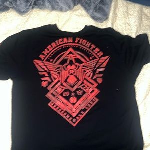 Red and black American fighter t shirt. from a smoke free home